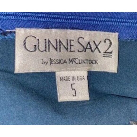 Gunne Sax Jessica McClintock Strapless Blue Dress Ruffle Front Size 5 - Picture 3 of 8